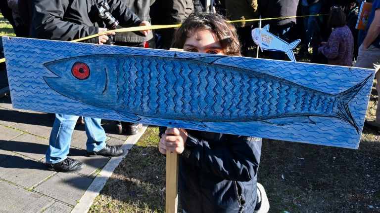 Des dizaines de milliers de "sardines" antifascistes défilent à Rome Des dizaines de milliers de "sardines" antifascistes défilent à Rome