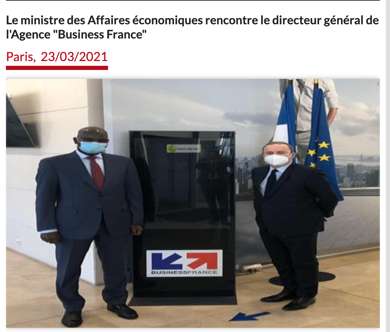 Le ministre des Affaires économiques rencontre le directeur général de l'Agence "Business France"