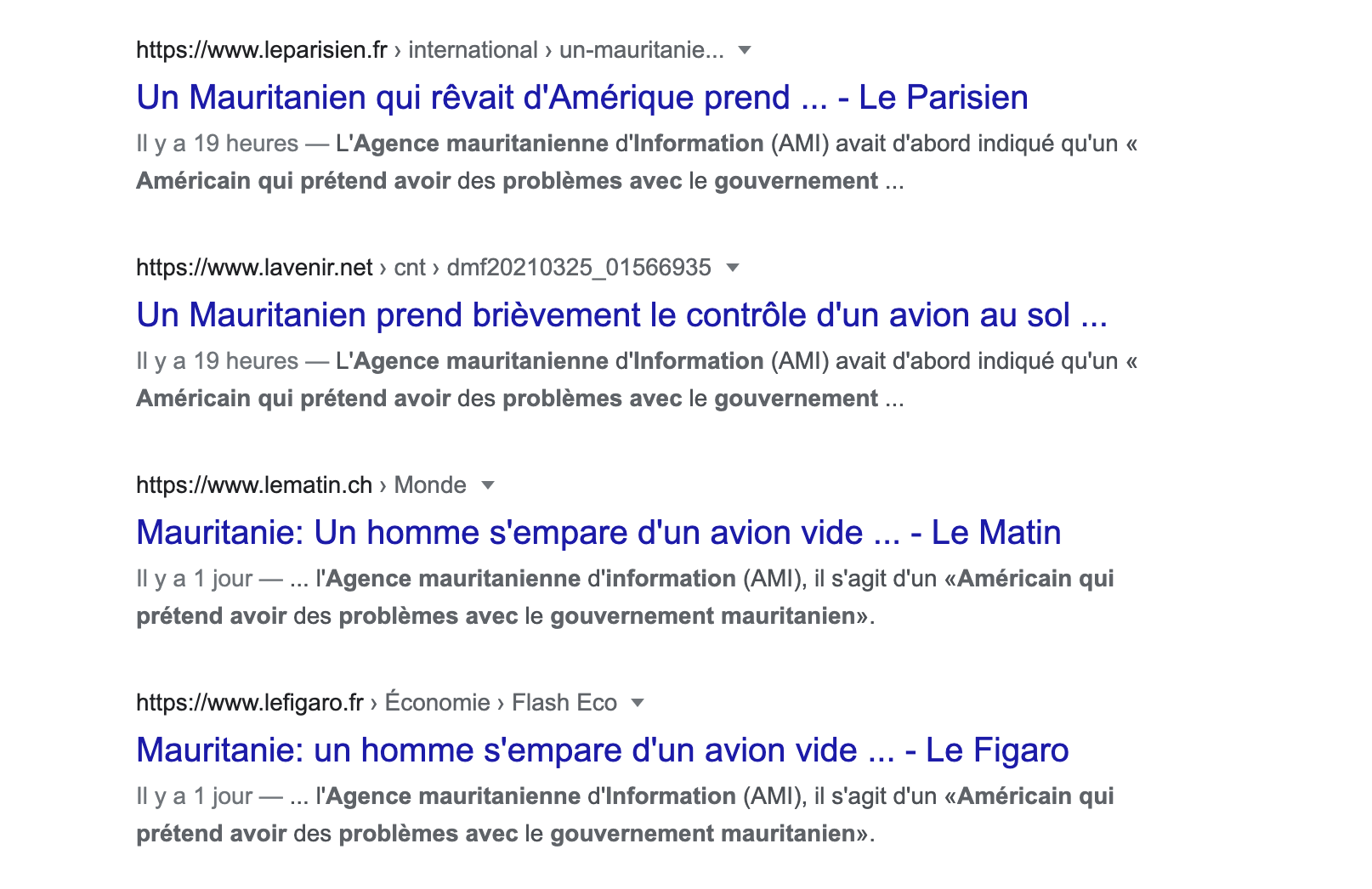 Insécurité à l’aéroport : la presse internationale reprend l'insensée bourde de l’agence mauritanienne d’information…