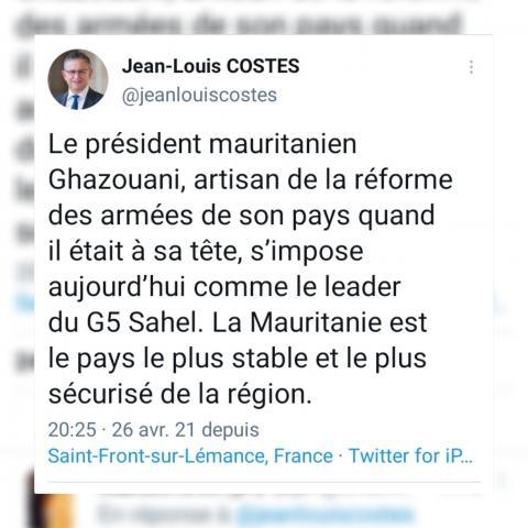 Maire français Jean-Louis Costes : " Ghazouani est l'artisan de la réforme des armées de son pays "