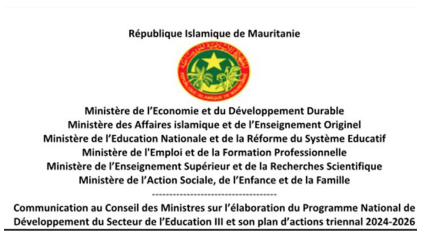 Communication au Conseil des Ministres sur l’élaboration du PNDSE III et son plan d’actions triennal 2024-2026