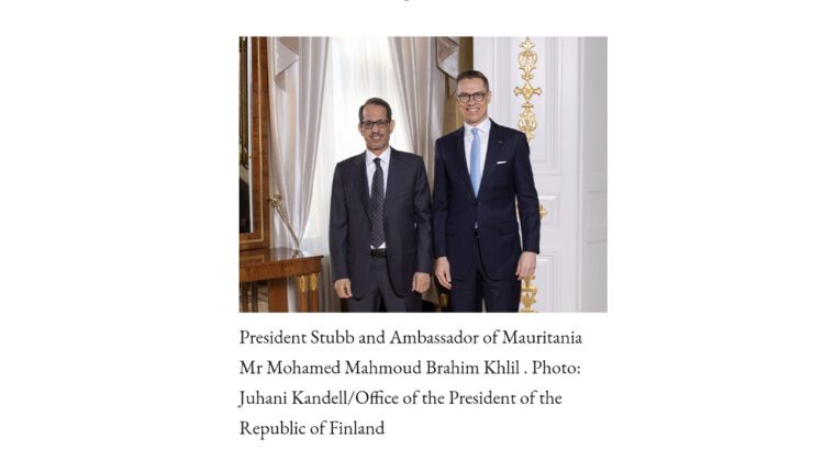 L’ambassadeur de Mauritanie en Finlande présente ses lettres de créance