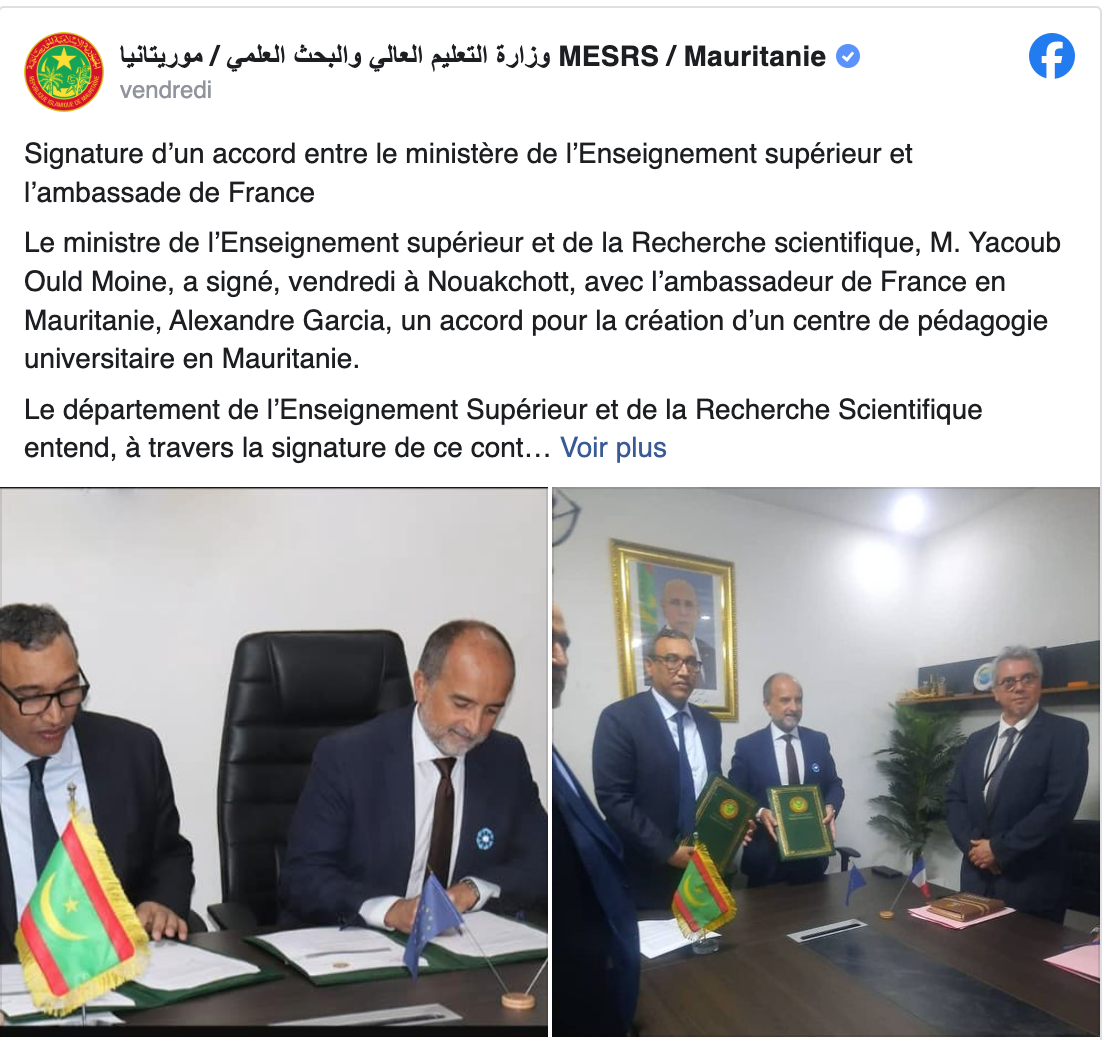 La France construira un centre de pédagogie universitaire en Mauritanie La France construira un centre de pédagogie universitaire en Mauritanie