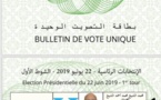 Présidentielles 2019 : photo du bulletin de vote unique