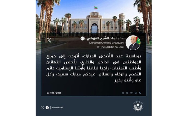 Le Président de la République félicite tous les citoyens à l’occasion de l’Aïd Al Adha
