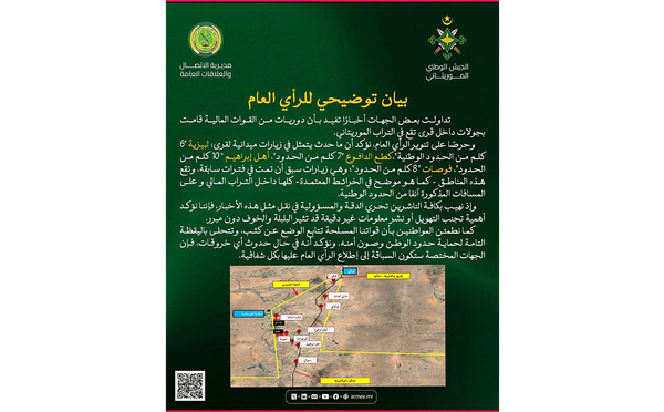 L’État-major general des Forces armées : “Les mouvements de patrouilles maliennes ont eu lieu hors des frontières mauritaniennes”