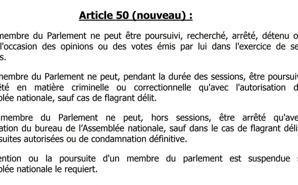 La loi est claire : immunité ne veut pas dire impunité