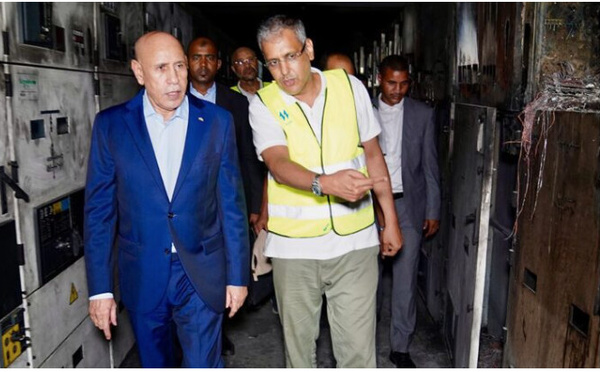 Le président de la République effectue une visite sur le terrain à la station électrique de Nouakchott-Ouest