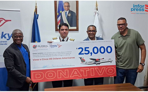 Fogo : CVsky Airways et Global Aviation de Yacoub Sidya font un don de 25 000 dollars pour soutenir les victimes de l’accident du 5 septembre